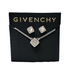GIVENCHY Silver and Crystal Necklaces and Earrings Set NEW